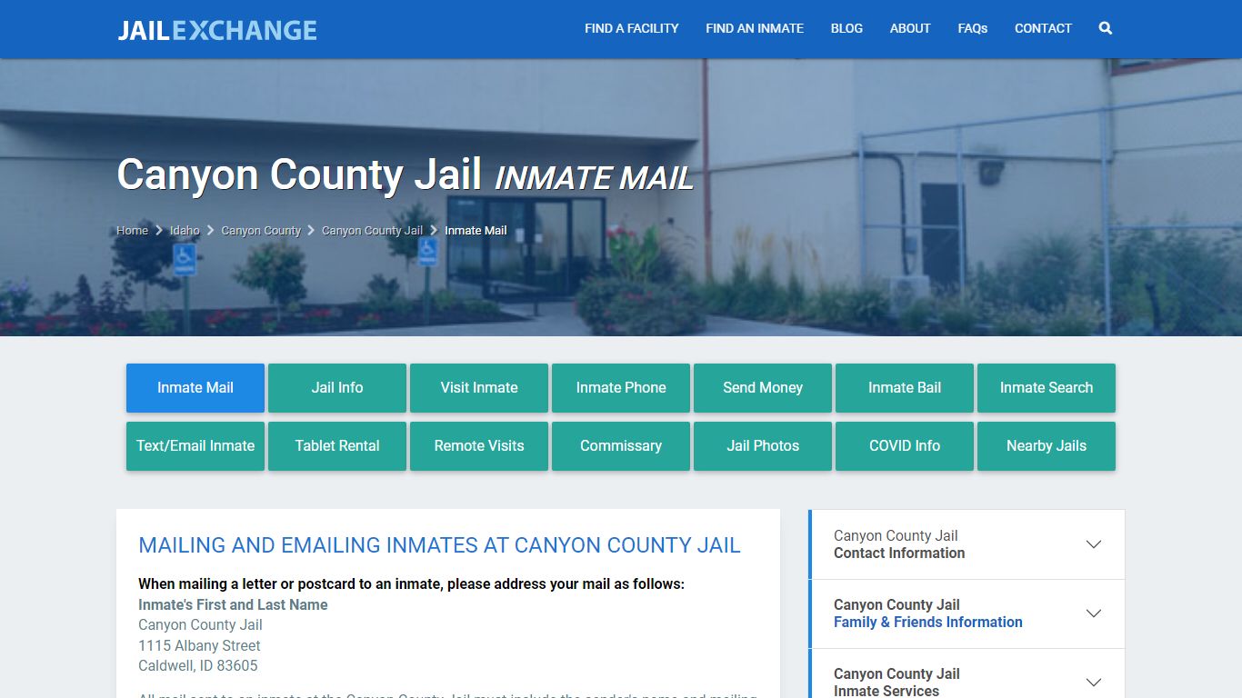 Canyon County Jail Inmate Mail Policies | Caldwell,